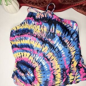 Venus Swim Top Tie Dye Pink Blue Yellow Size 16